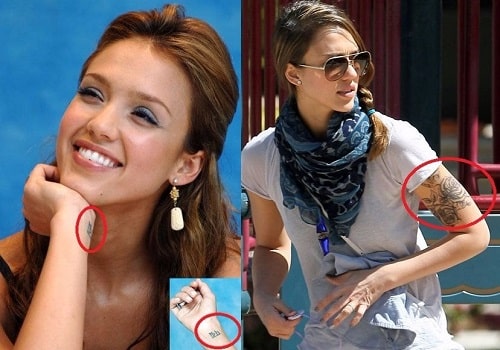 A picture of Jessica Alba's tattoos.